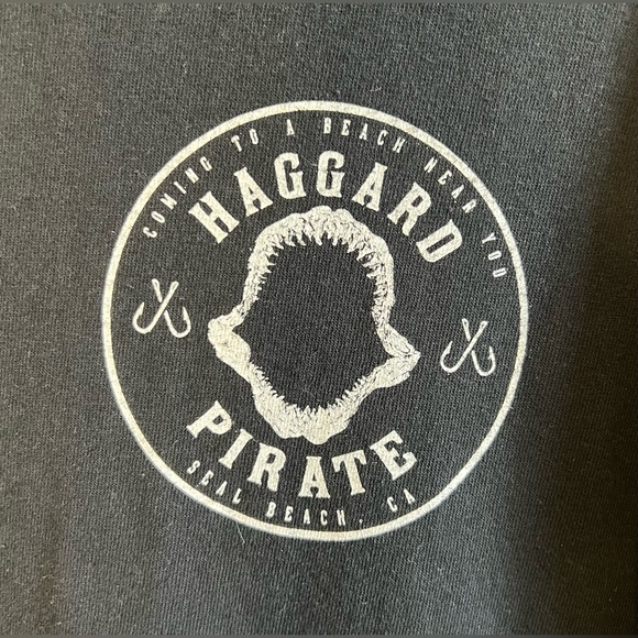 Haggard Pirate— Shark Graphic Tee, black/white, Large - Picture 5 of 5